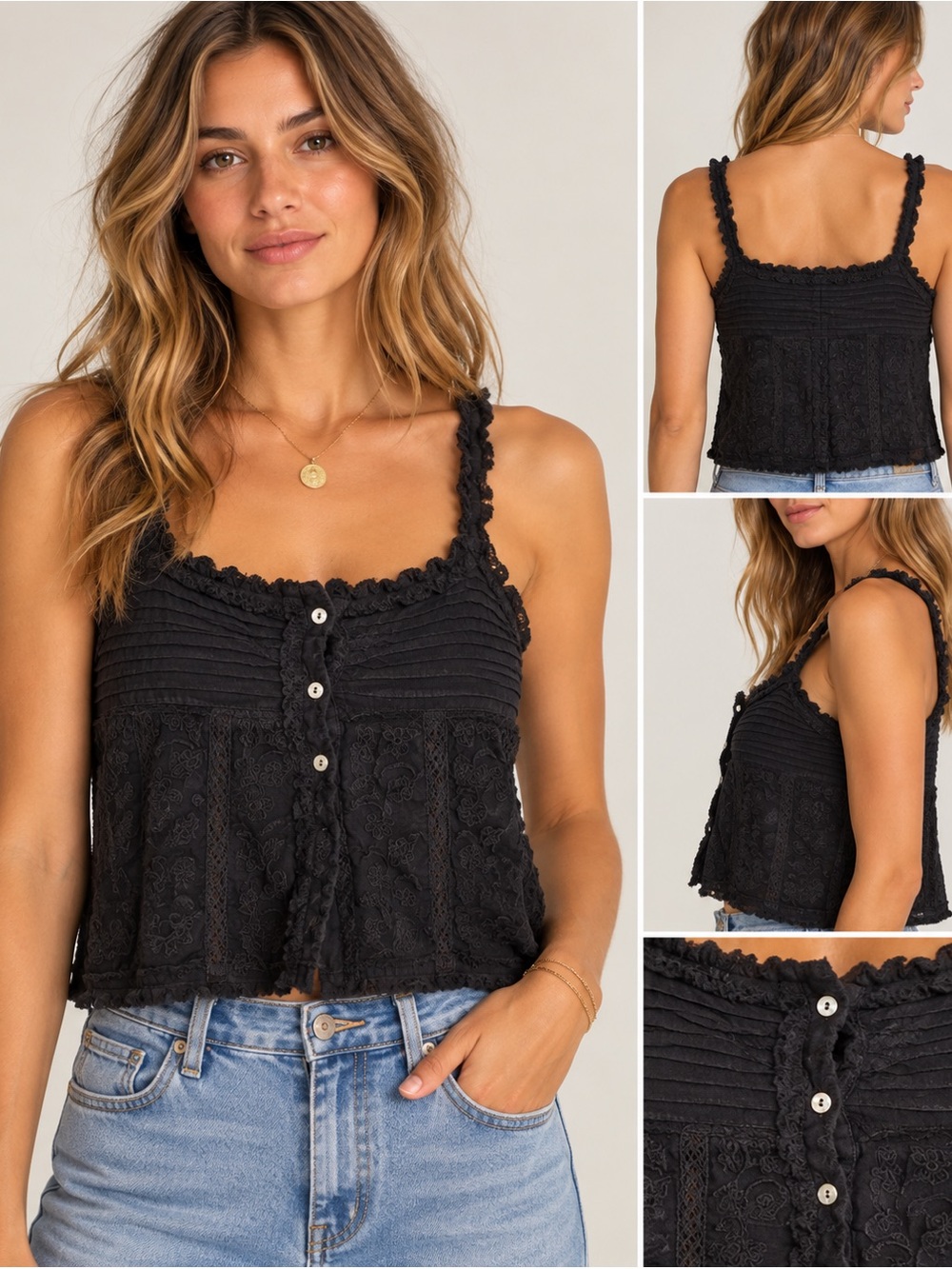 ZARA Cropped Button Camisole